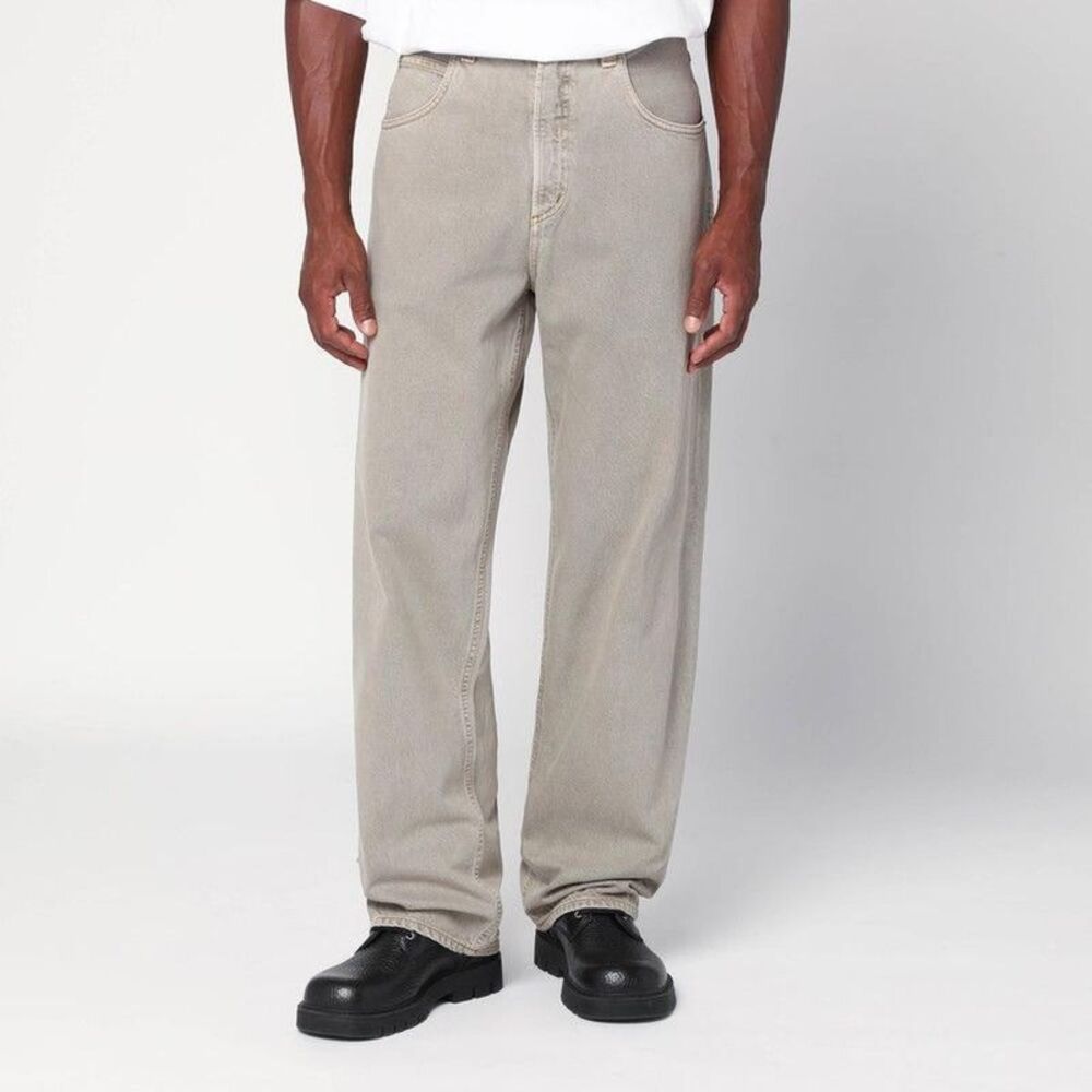 AGOLDE Relaxed Fit Straight Leg Denim Jeans Men Beige Pants